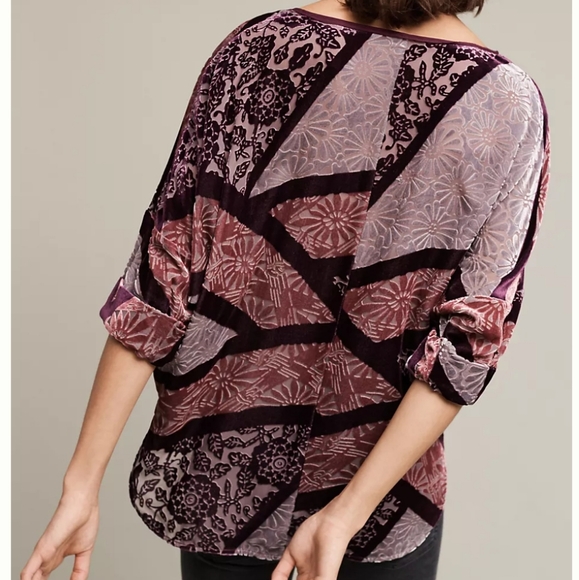 🆕️ Anthropologie Tiny Velvet Patchwork Blouse. NWT - Picture 13 of 14